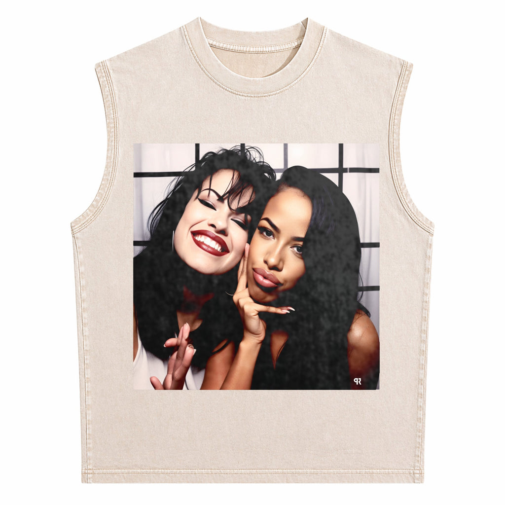 Selena And Aaliyah Men's Washed Tank Top