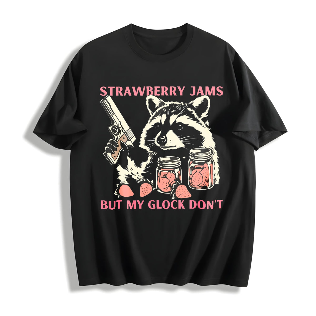 Funny Cute Raccoon With Strawberry Jams And Pewpew product image 1