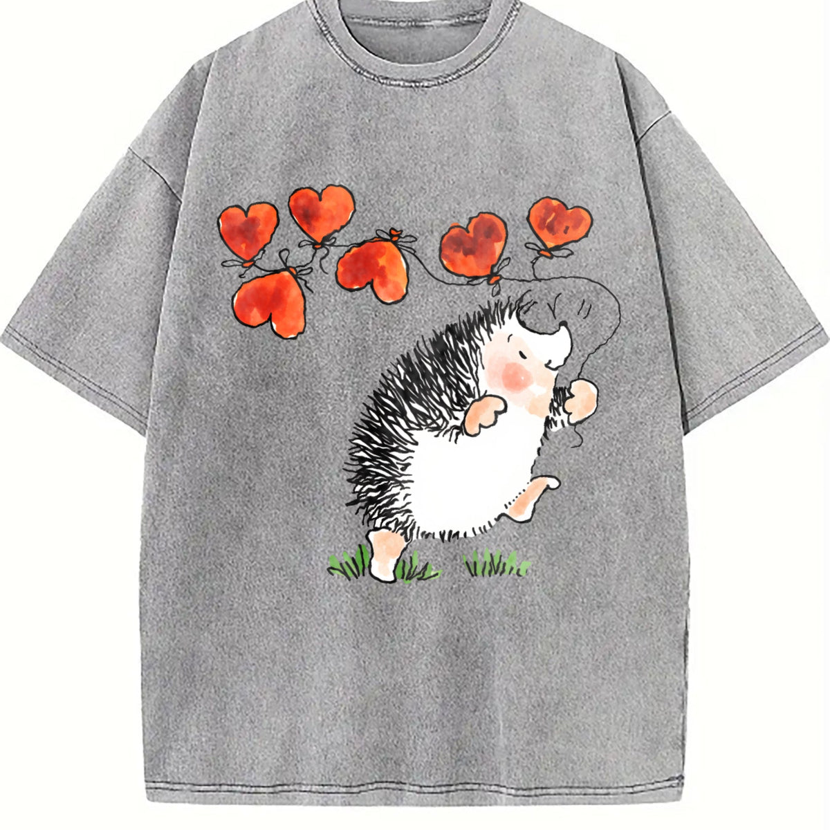 Hedgehog Holding Heart Vintage Washed T-Shirt product image 5