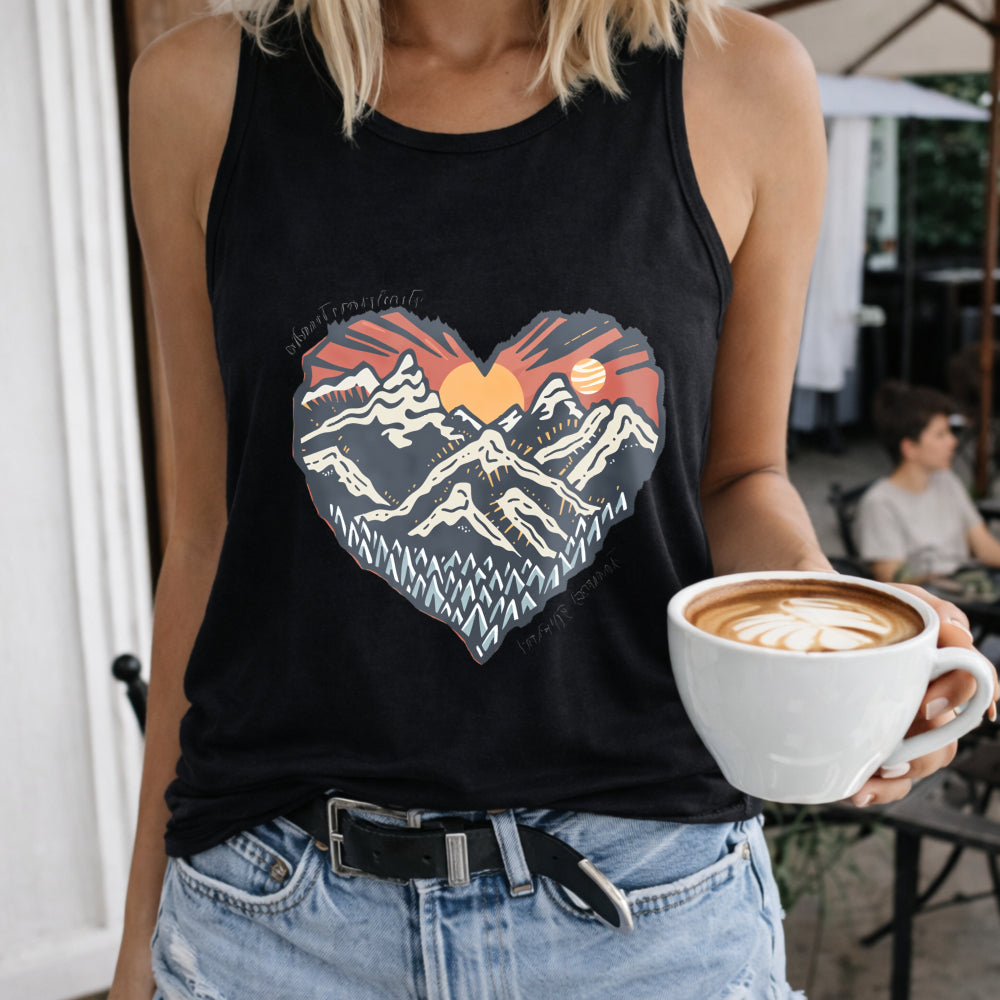 Mountain Sunset Heart Women's Tank Top