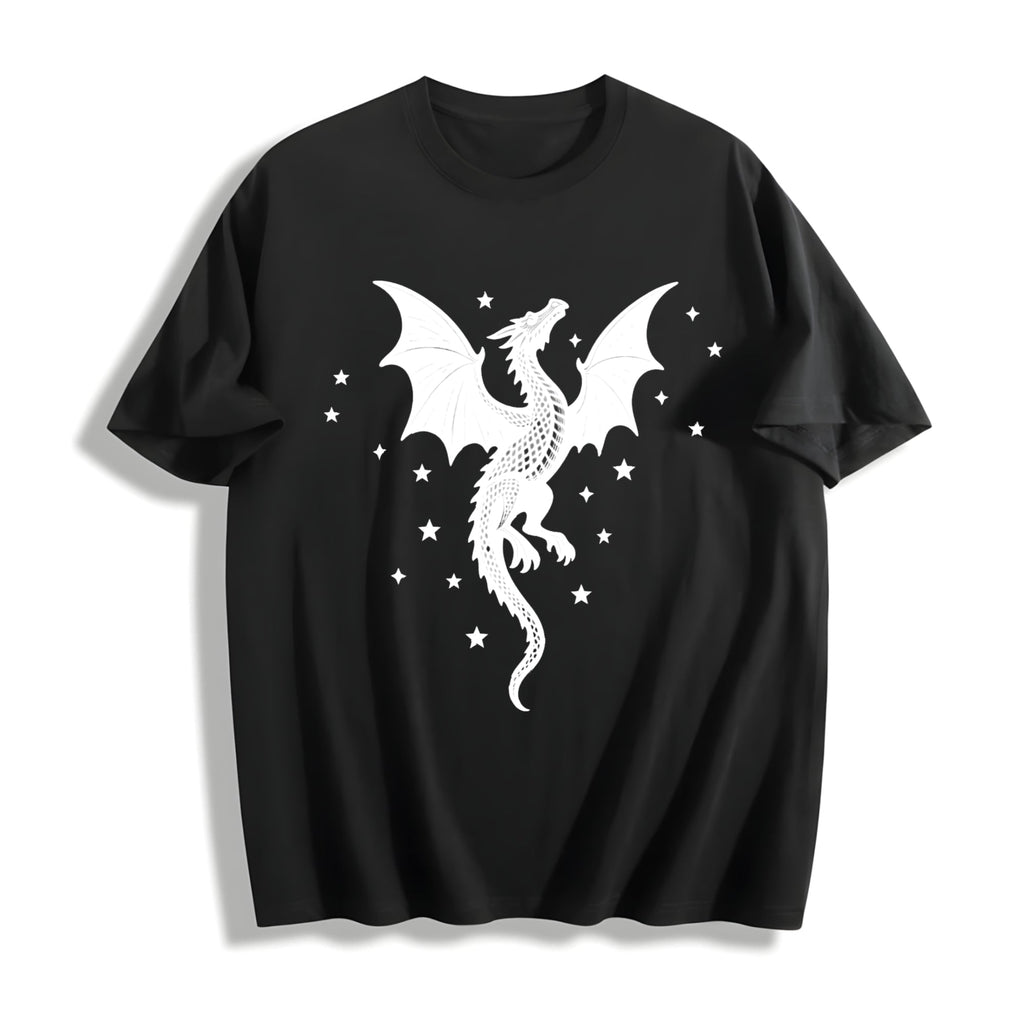 Summer A Scale-patterned Black Dragon Cotton T-Shirt product image 1