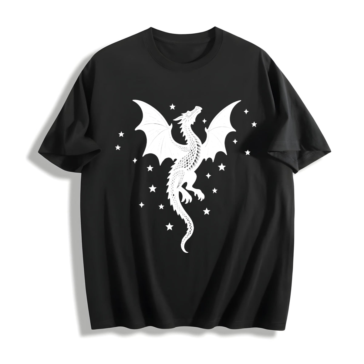 Summer A Scale-patterned Black Dragon Cotton T-Shirt product image 1