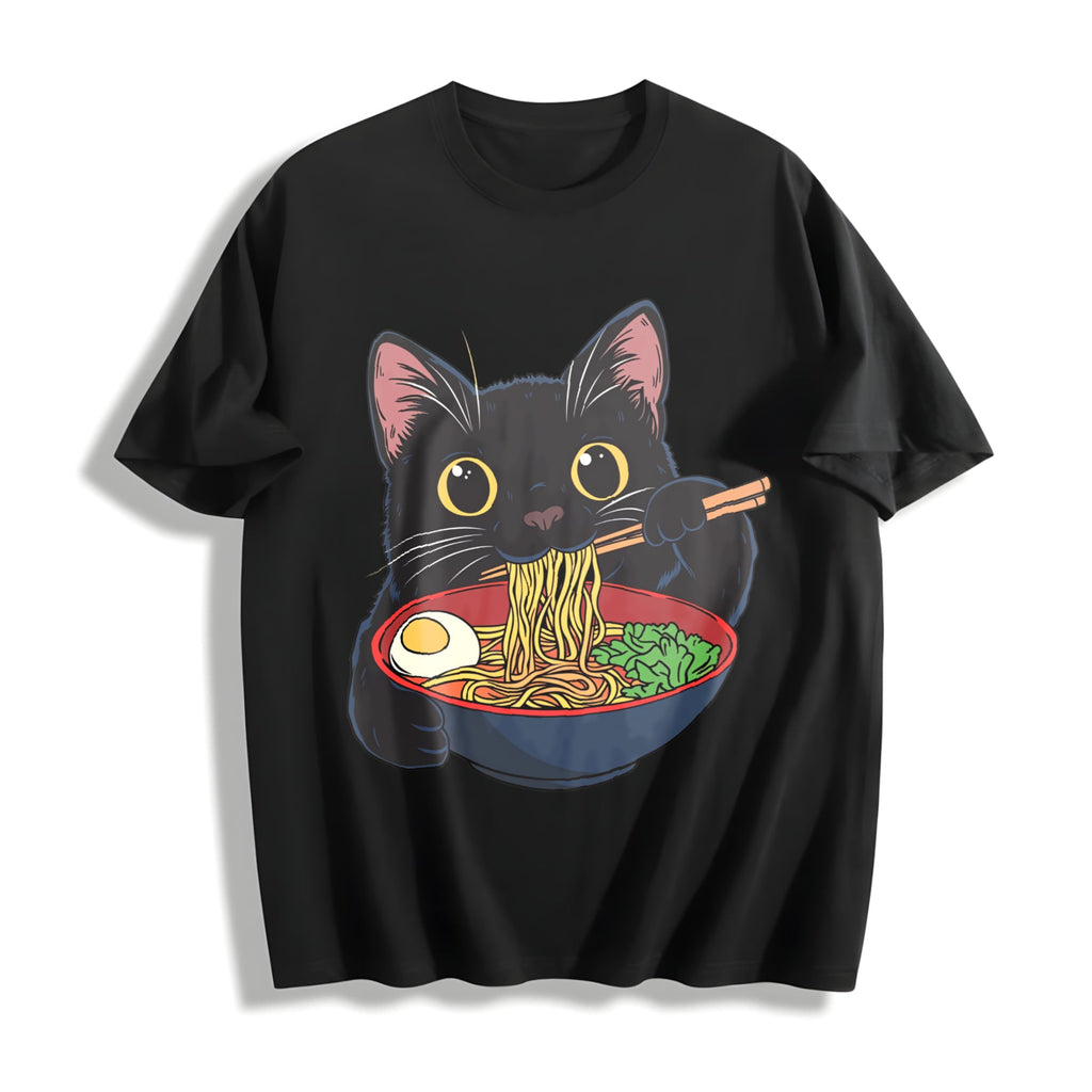 Cat Ramen Cotton T-Shirt product image 1