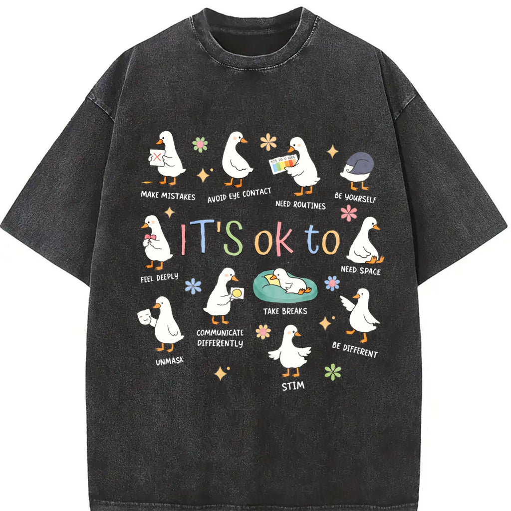 It's Ok To Be Different Autism Goose Vintage Washed T-Shirt product image 2