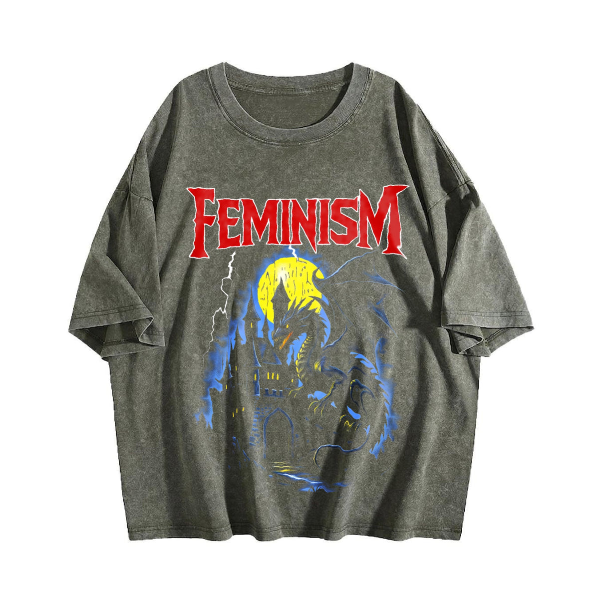 Feminism Dragon Fantasy Vintage Washed T-Shirt product image 4