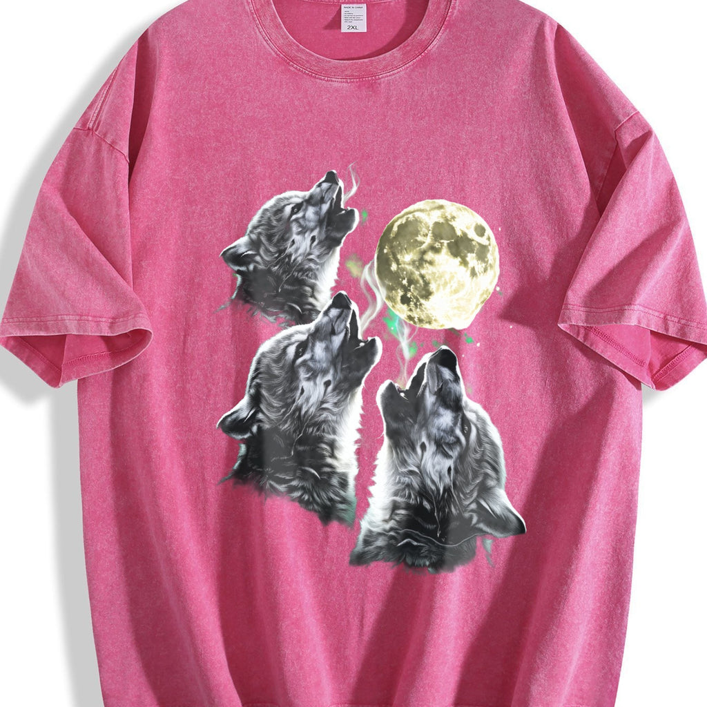 Baby Wolf Howling To Moon 90s Vintage Washed T-Shirt product image 7