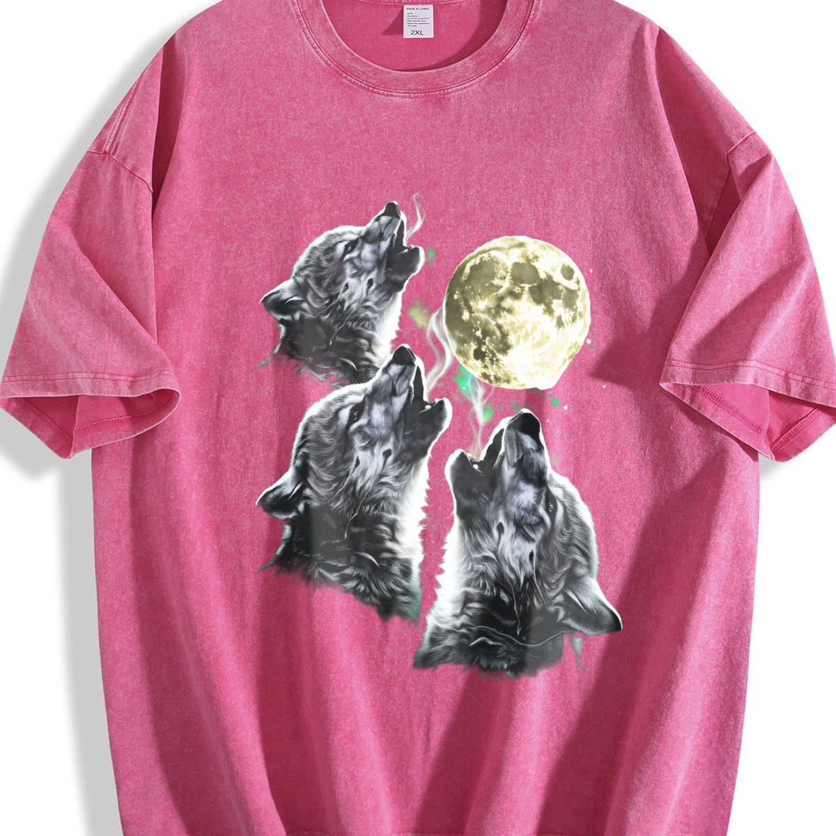 Baby Wolf Howling To Moon 90s Vintage Washed T-Shirt product image 7