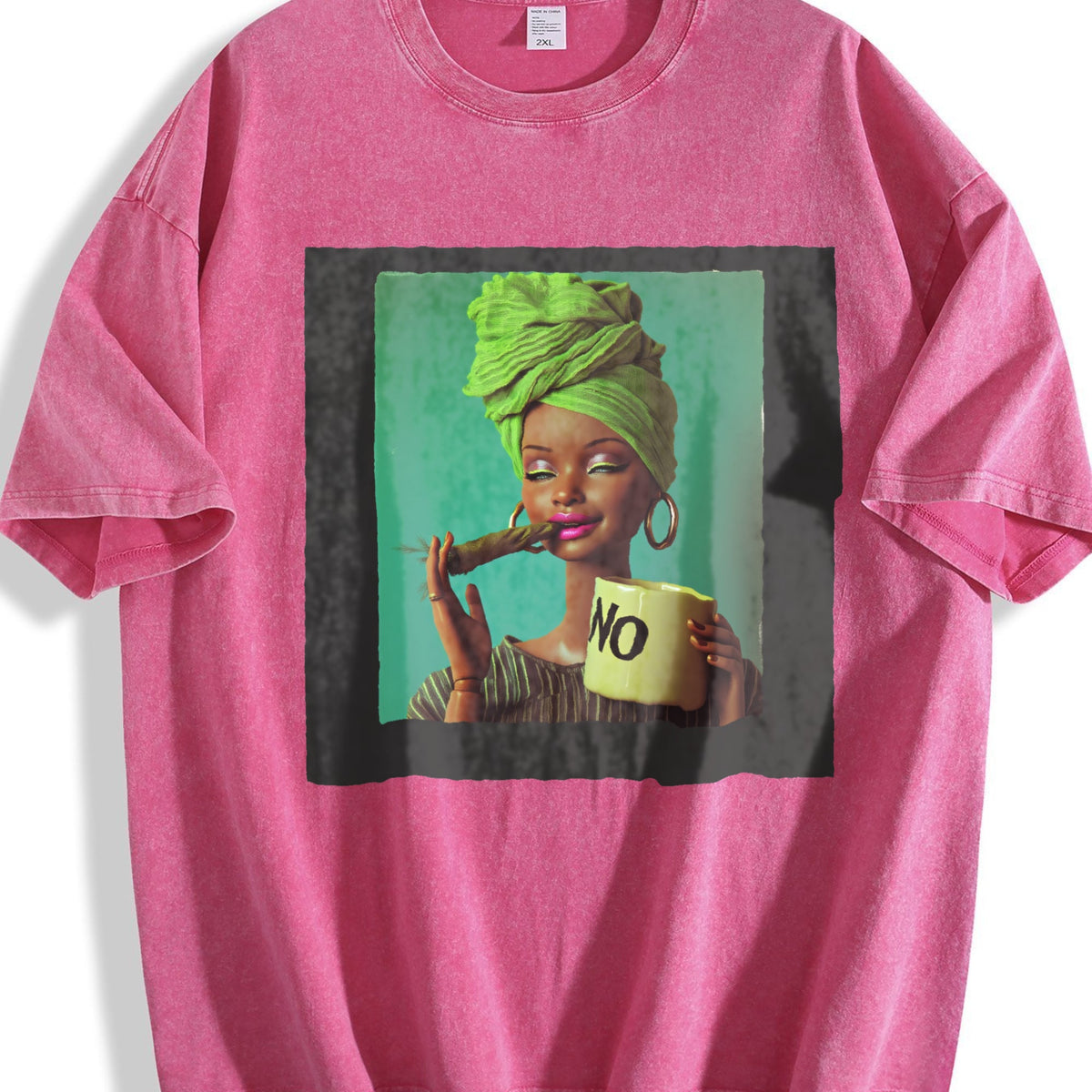 Sassy Doll with Green Head Wrap Vintage Washed T-Shirt product image 7