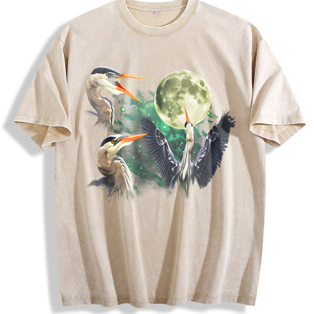 Great Blue Heron Moon Vintage Washed T-Shirt product image 1