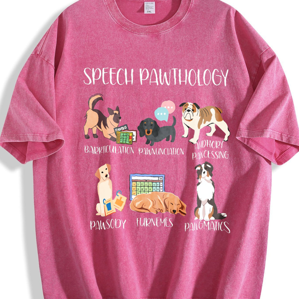 Speech Pathology Funny Dogs Vintage Washed T-Shirt product image 5