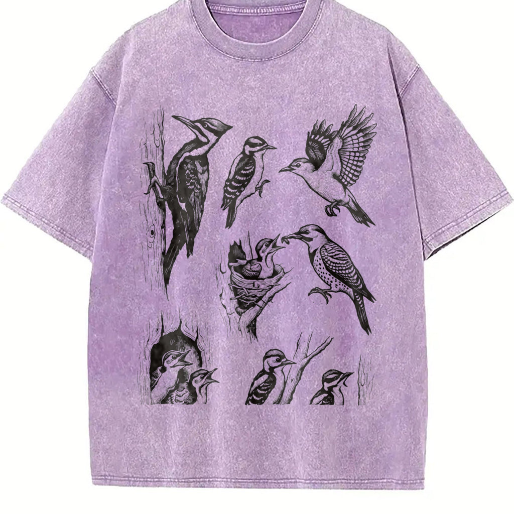 Woodpecker Bird 90s Tattoo Vintage Washed T-Shirt product image 6