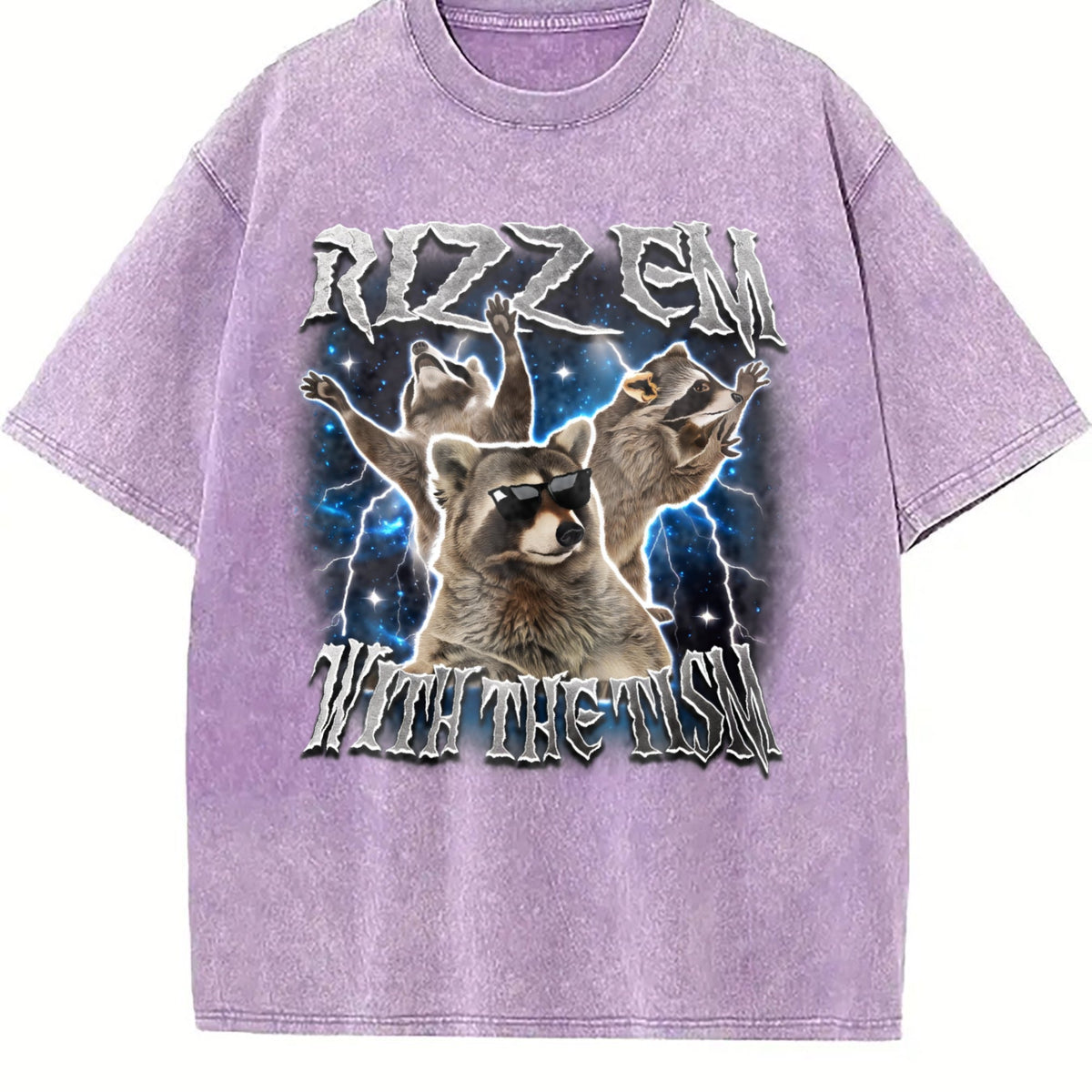 Rizz Em With The Tism Raccoon Vintage Washed T-Shirt product image 6