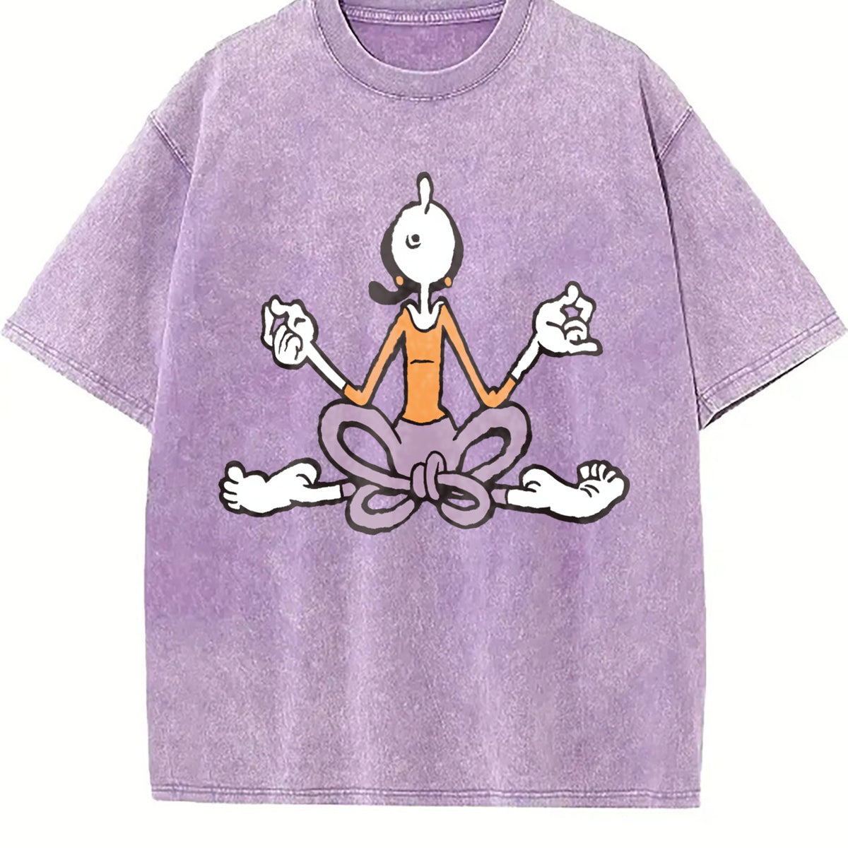 Cartoon Yoga Meditating Vintage Washed T-Shirt product image 6