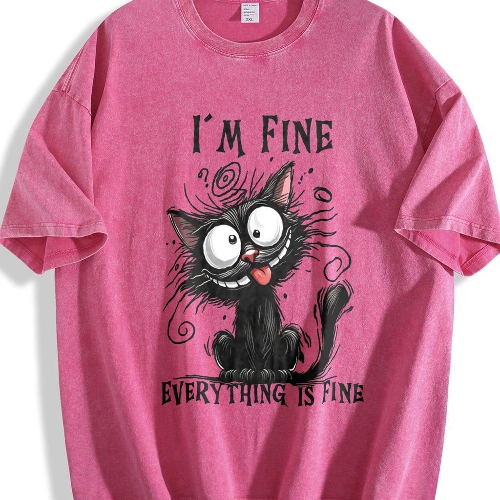 Animal Letter Cat Fine Summer Vintage Washed T-Shirt product image 7