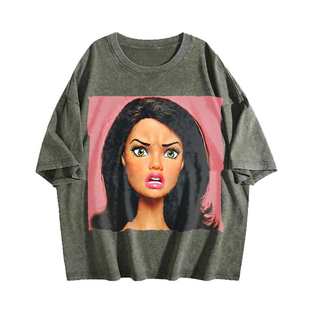 Angry Doll on Pink Vintage Washed T-Shirt product image 4