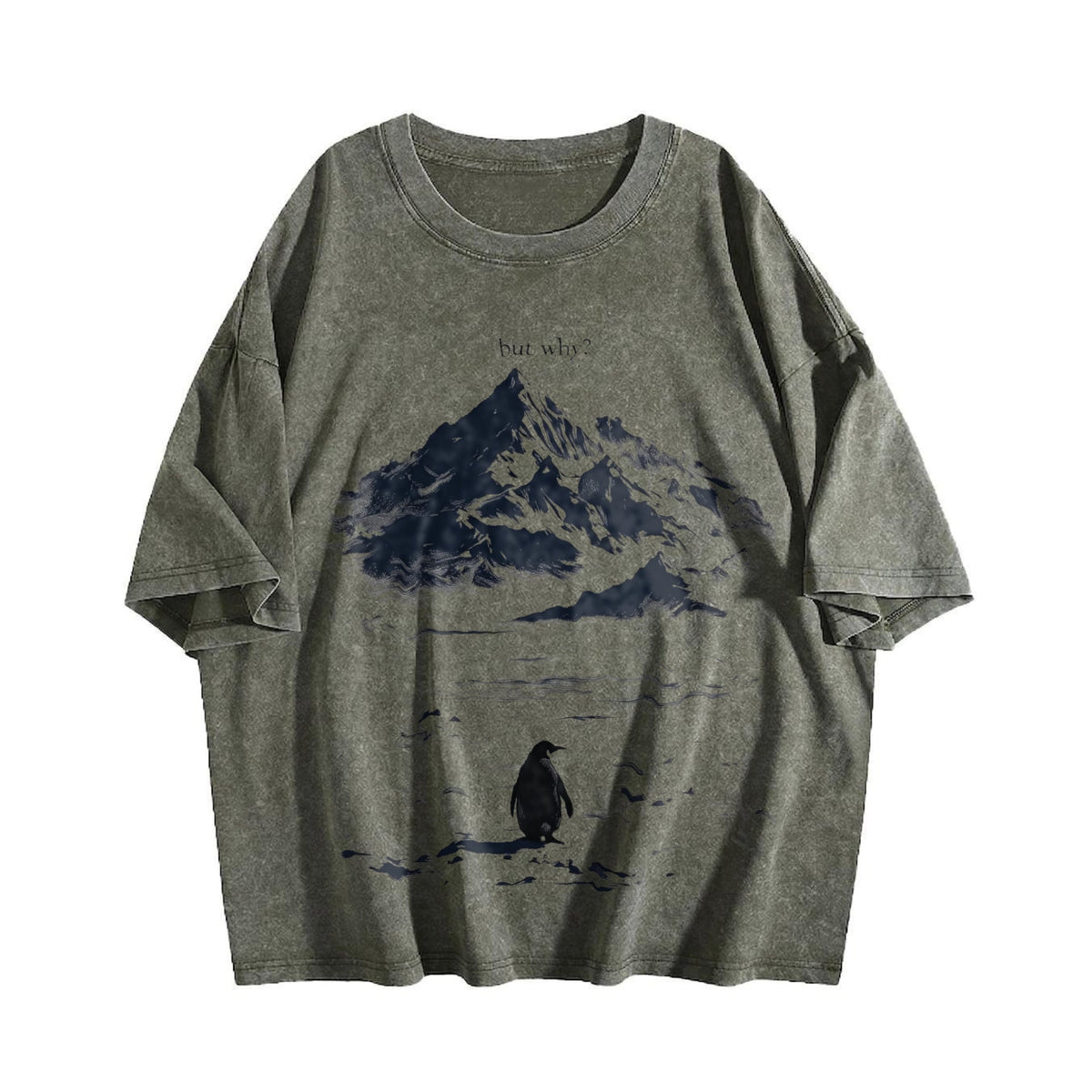 Lone Penguin Mountain Meme Vintage Washed T-Shirt product image 4