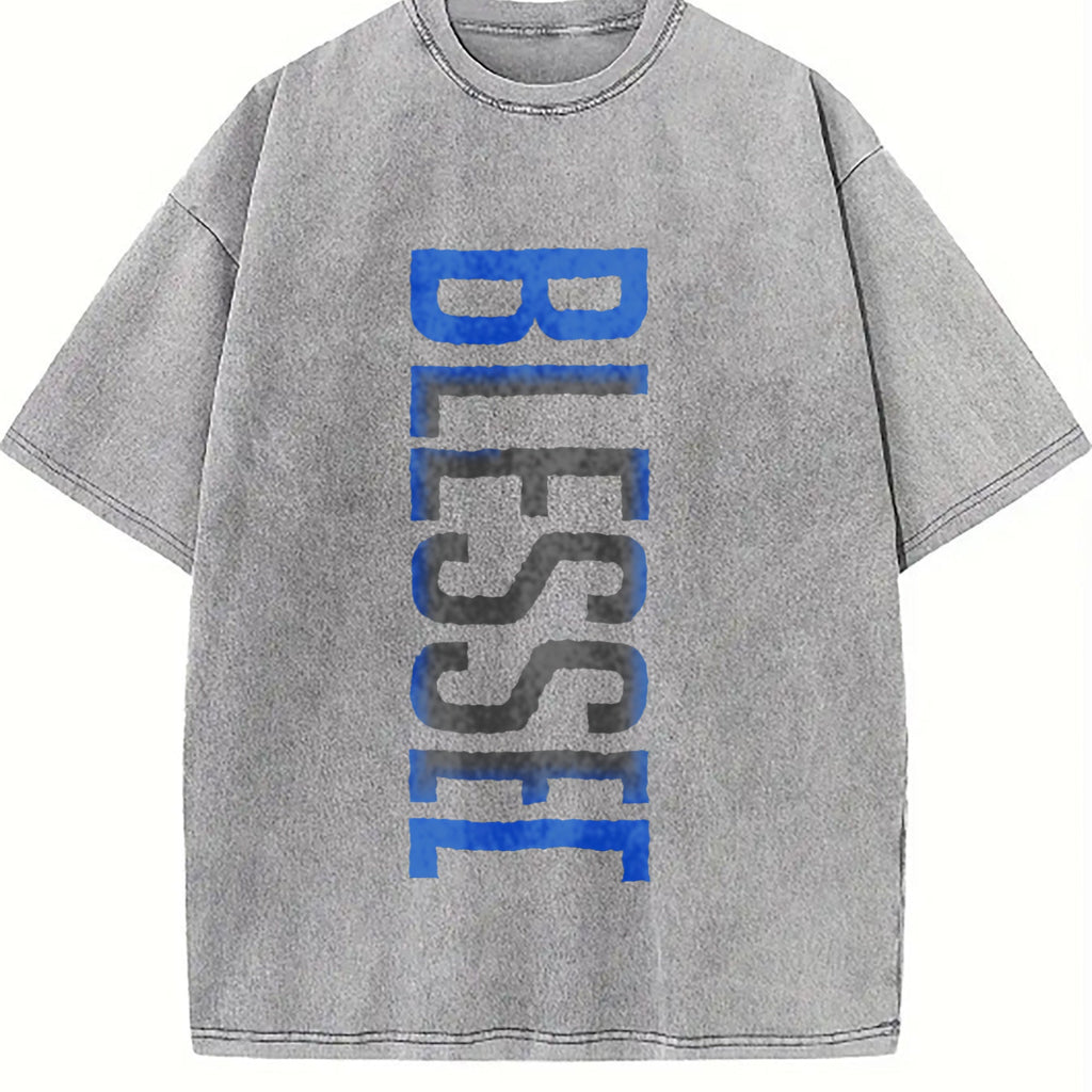 Blessed Blue Lettering Vintage Washed T-Shirt product image 4