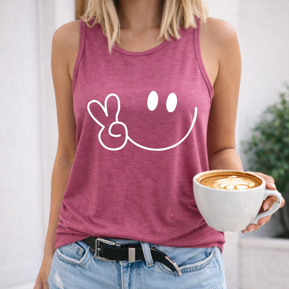 Cartoon Smile Face Women's Tank Top