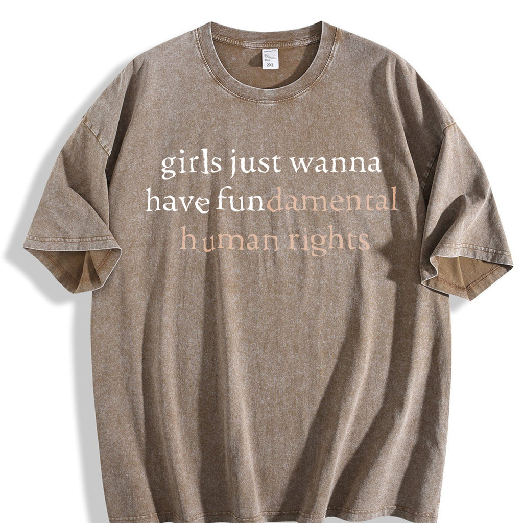 Girls Just Wanna Have Human Rights Feminist Vintage Washed product image 3