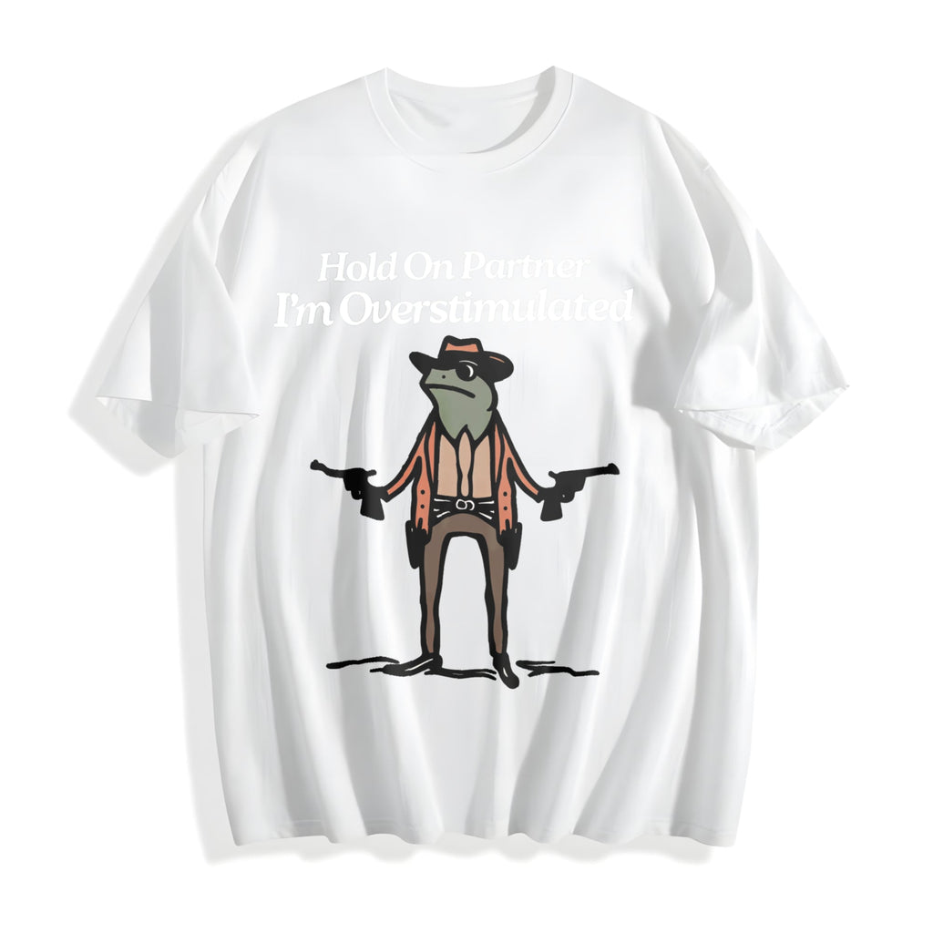 Hold On I'm Overstimulated Funny Cotton T-Shirt product image 2