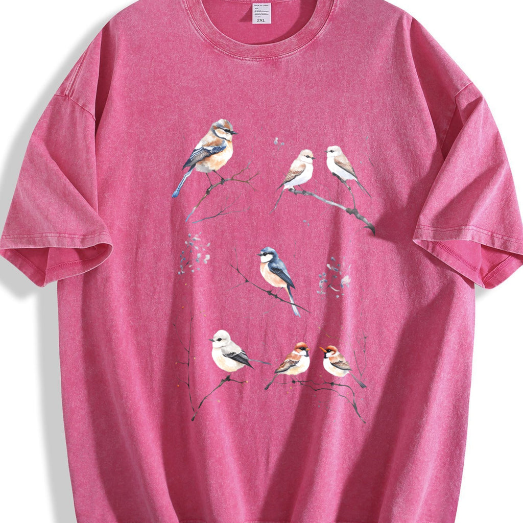 Winter Birds 90s Tattoo Vintage Washed T-Shirt product image 7