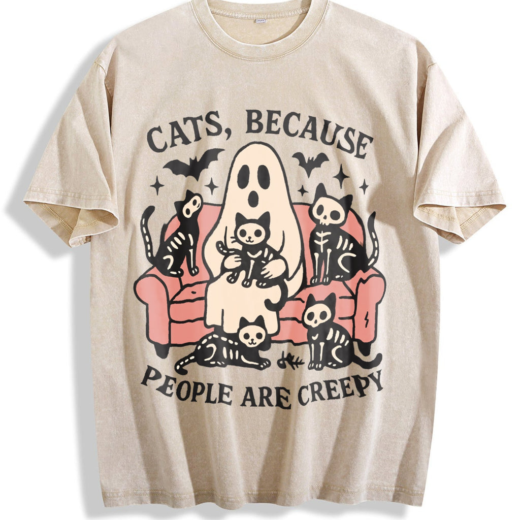 Summer Cats Sofa Skull Cat Vintage Washed T-Shirt product image 1