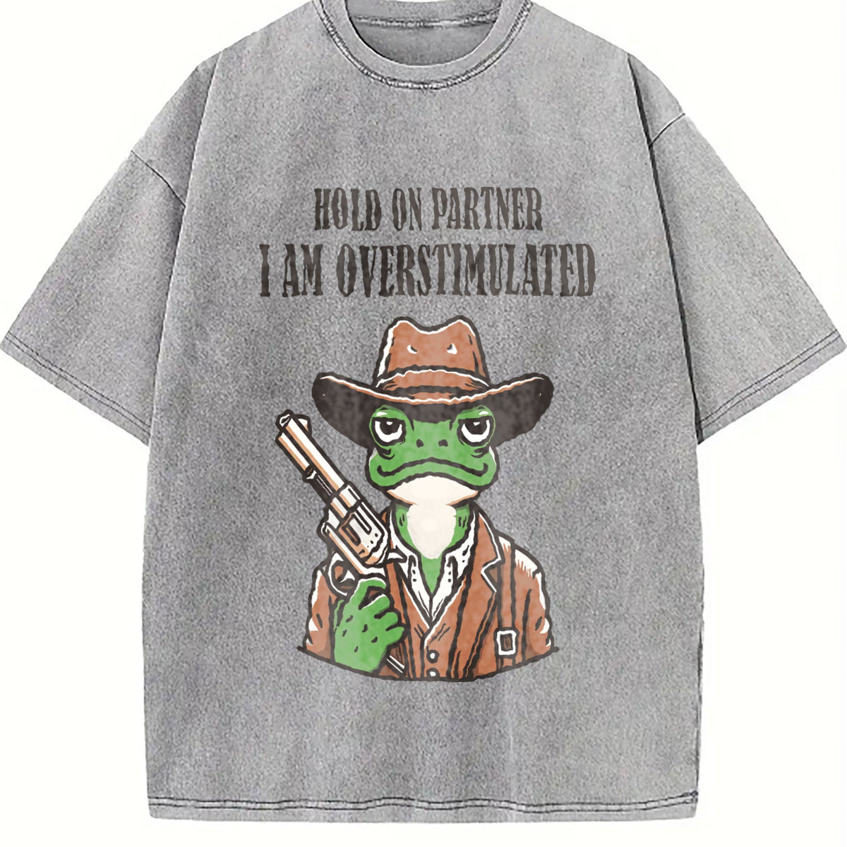 Hold On Partner I'm Overstimulated Vintage Washed T-Shirt product image 5