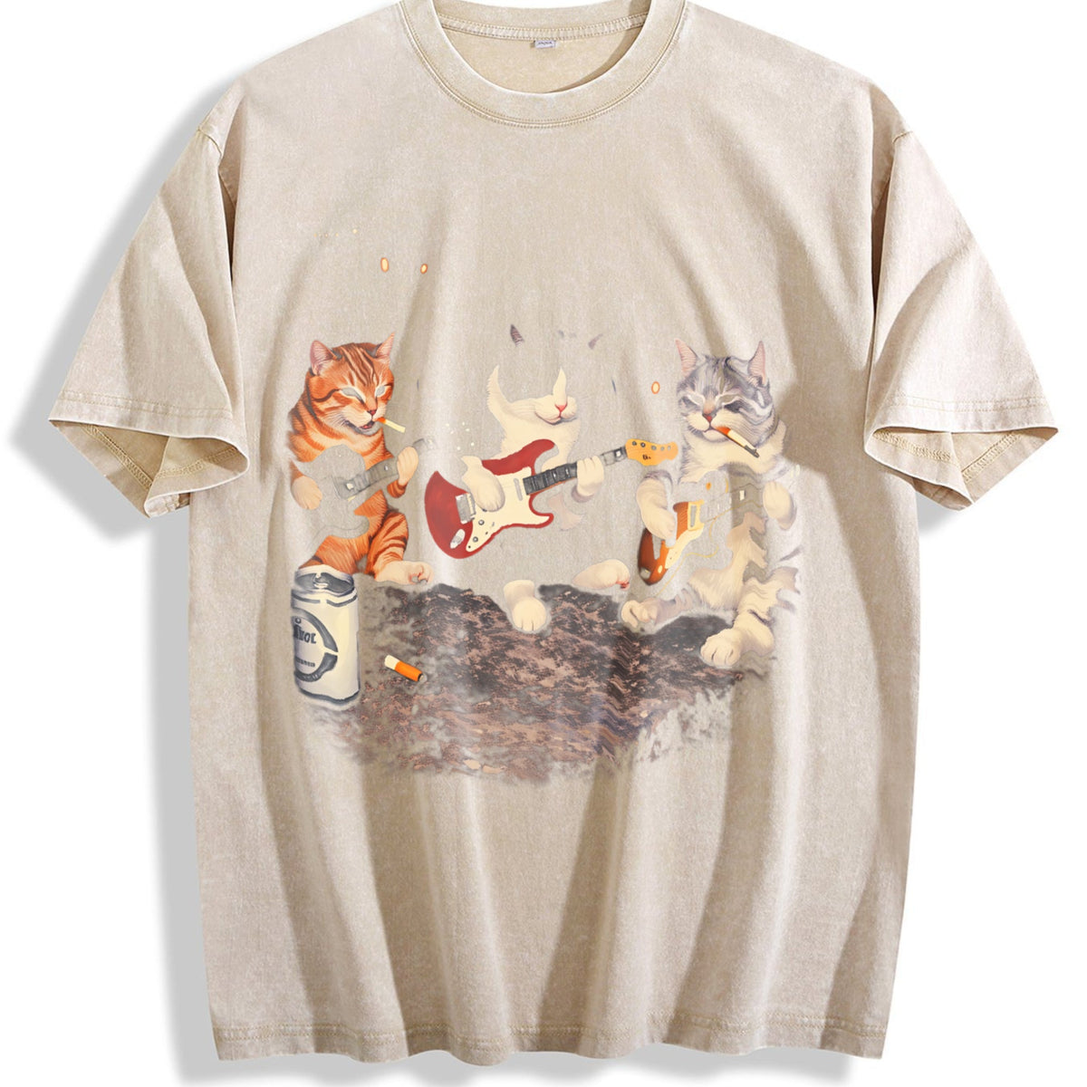 Rock Band Cats Vintage Washed T-Shirt product image 1