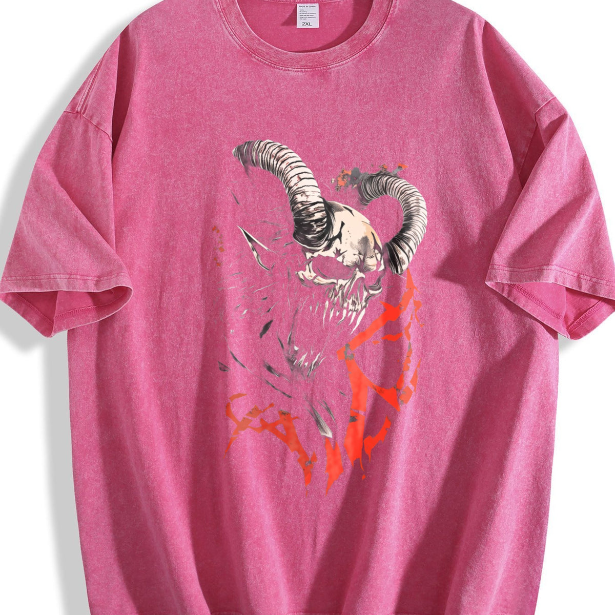 Ram Skull with Red Accents Vintage Washed T-Shirt product image 5