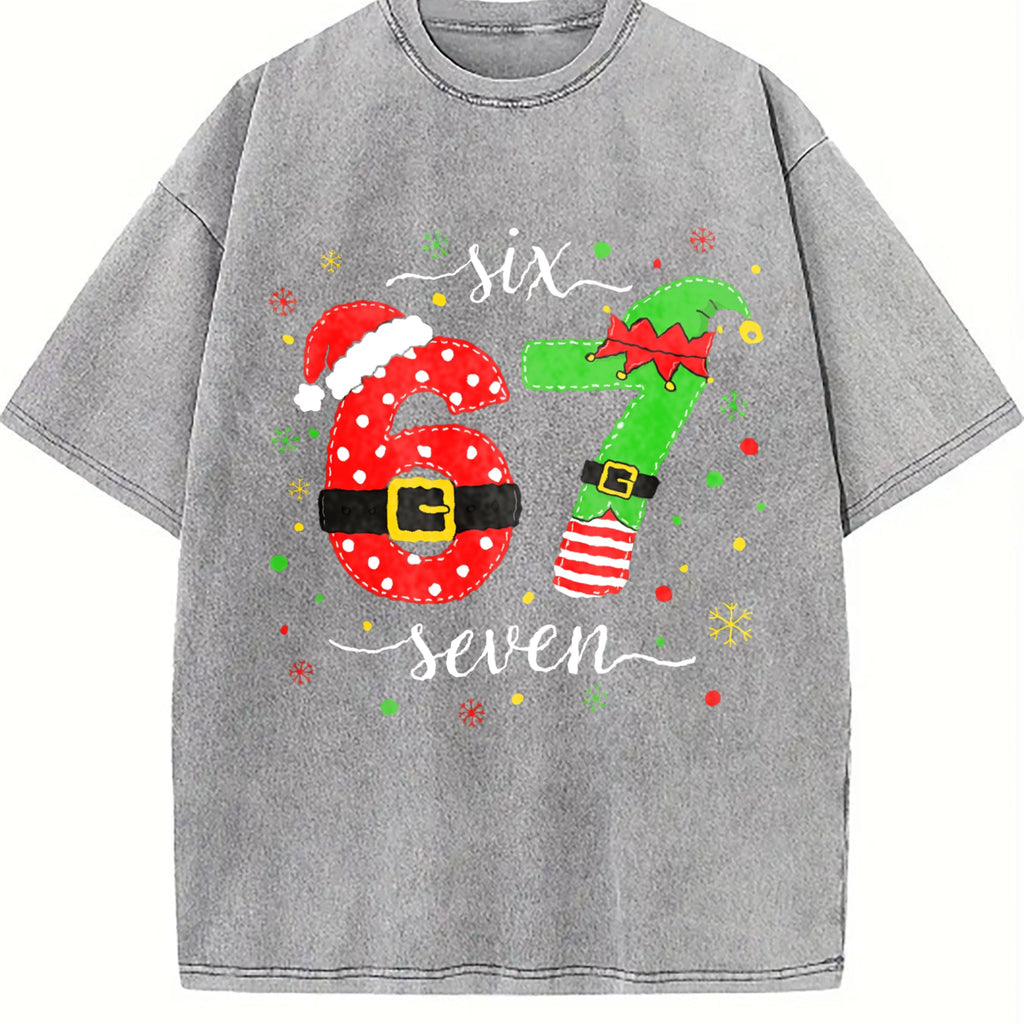 Six Seven Christmas Meme Vintage Washed T-Shirt product image 4