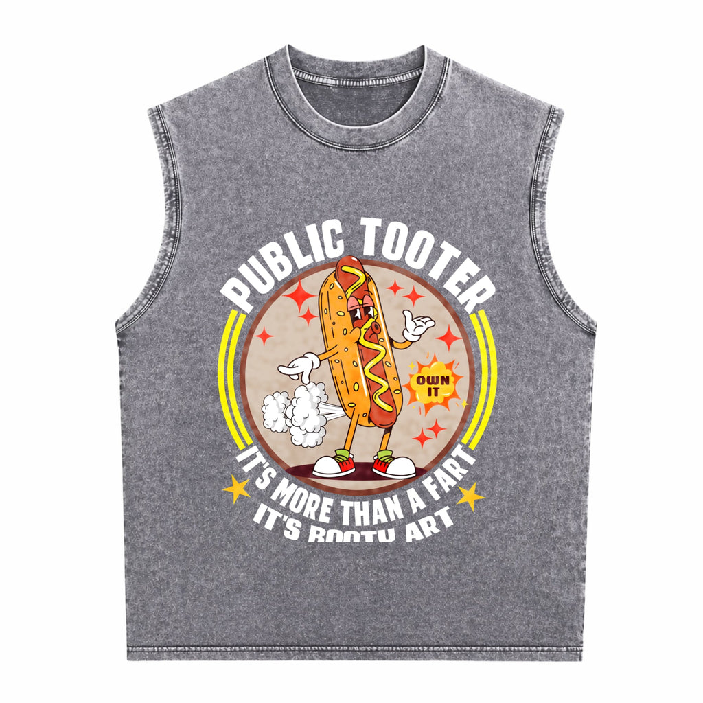 Public Tooter Funny Inappropriate Embarrassing Humor Men's Washed Tank Top