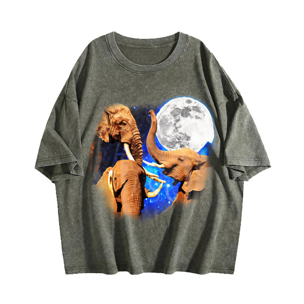Three Elephants Moon 90s Vintage Washed T-Shirt product image 4