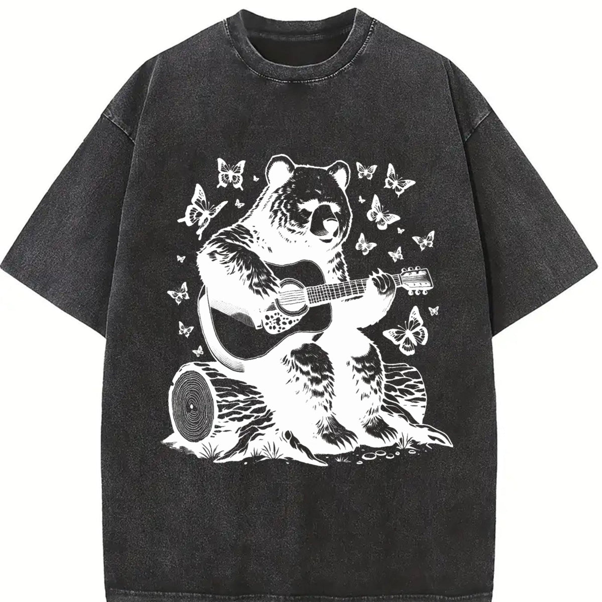 Bear Playing Guitar Vintage Washed T-Shirt product image 2
