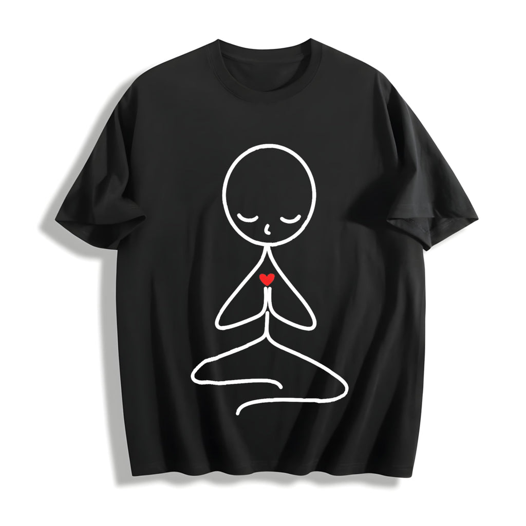Stick Figure Meditating Winter Cotton T-Shirt product image 1