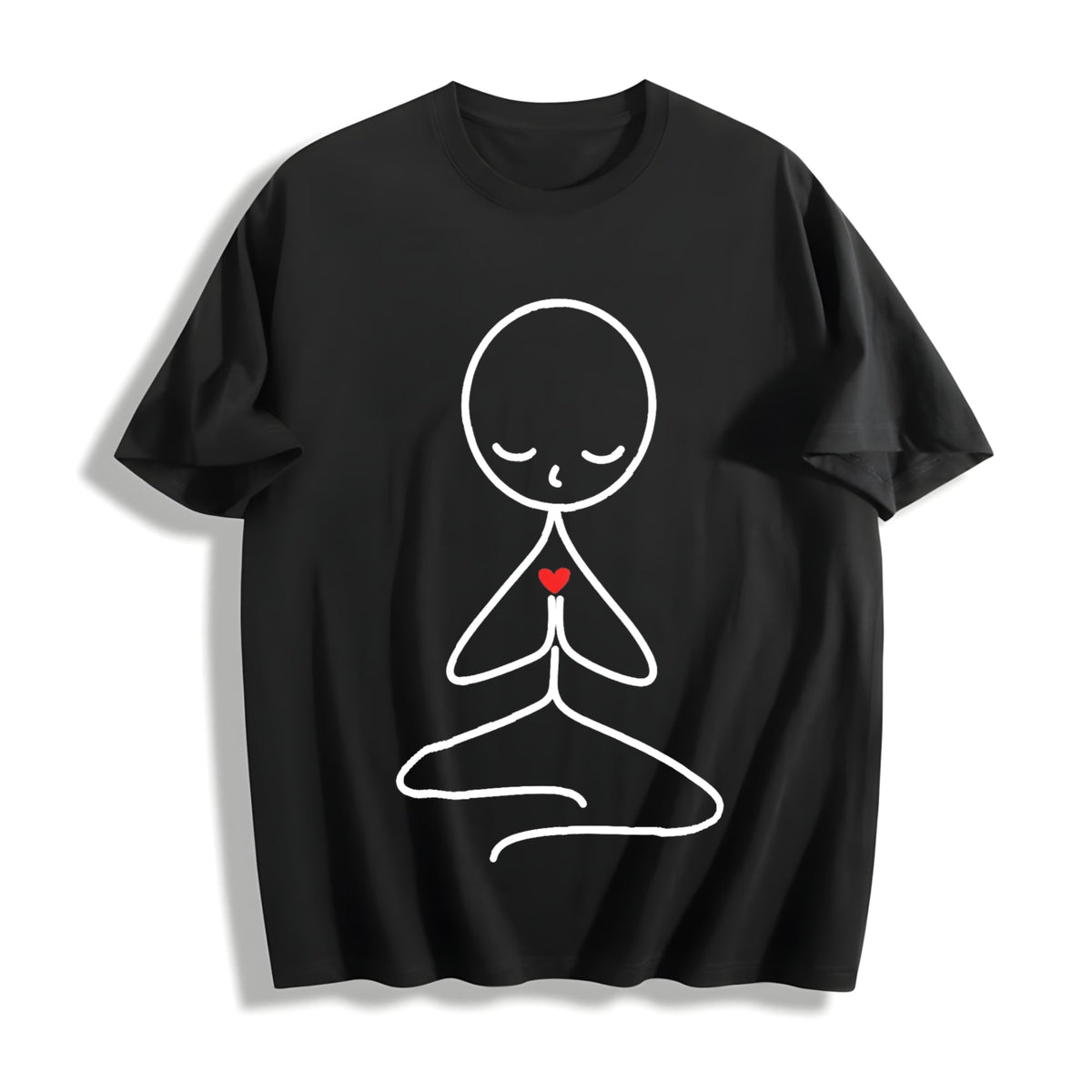 Stick Figure Meditating Winter Cotton T-Shirt product image 1