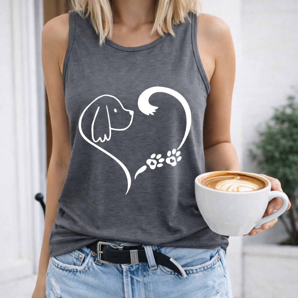 Racer With Cute Puppy & Heart - Summer Women's Tank Top