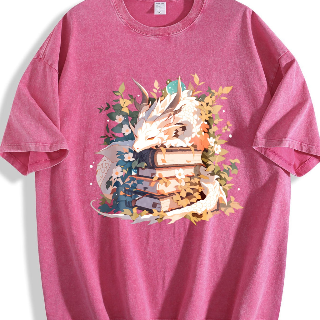 Animal Series Summer : White Dragon Lying On Books Vintage product image 7