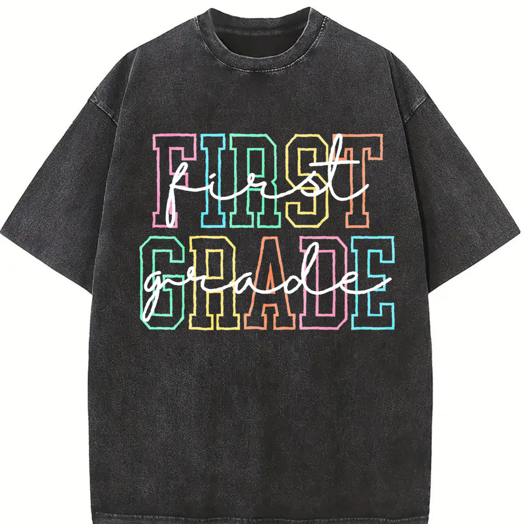First Grade Teacher Vintage Washed T-Shirt product image 2