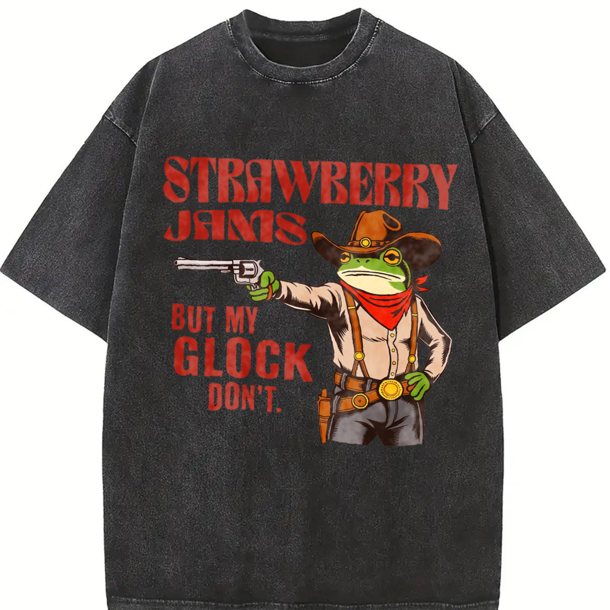 Strawberry Jams But My Glock Don't Funny Frog Meme Vintage product image 2