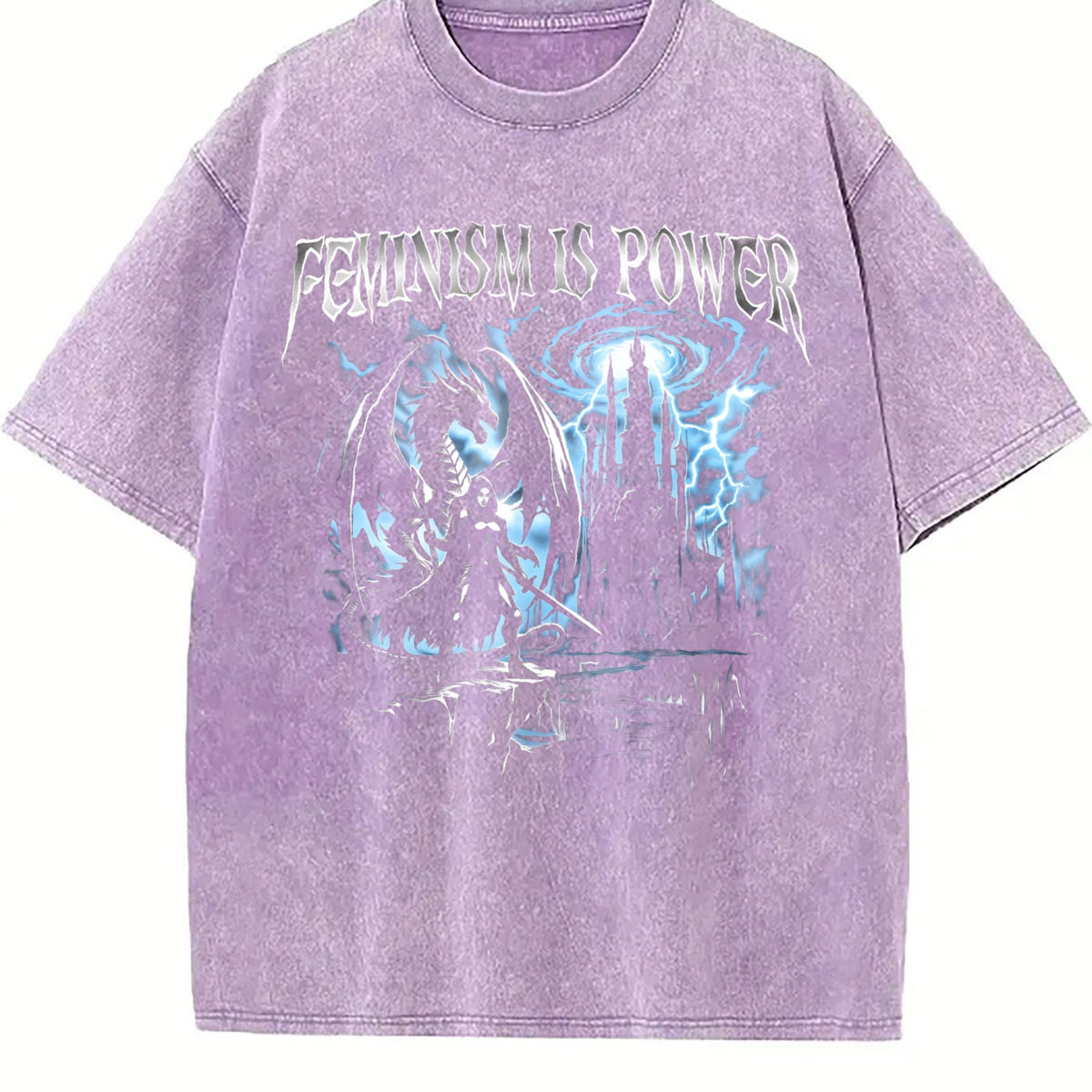 Feminism Is Power Dragon 90s Vintage Washed T-Shirt product image 6