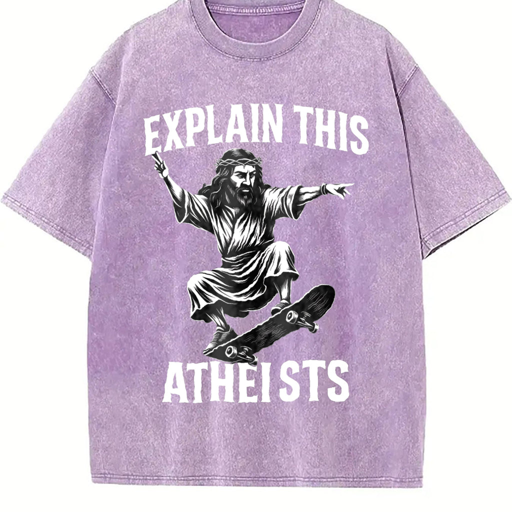 Jesus Skate Explain This Atheists Meme 90s Vintage Washed product image 6