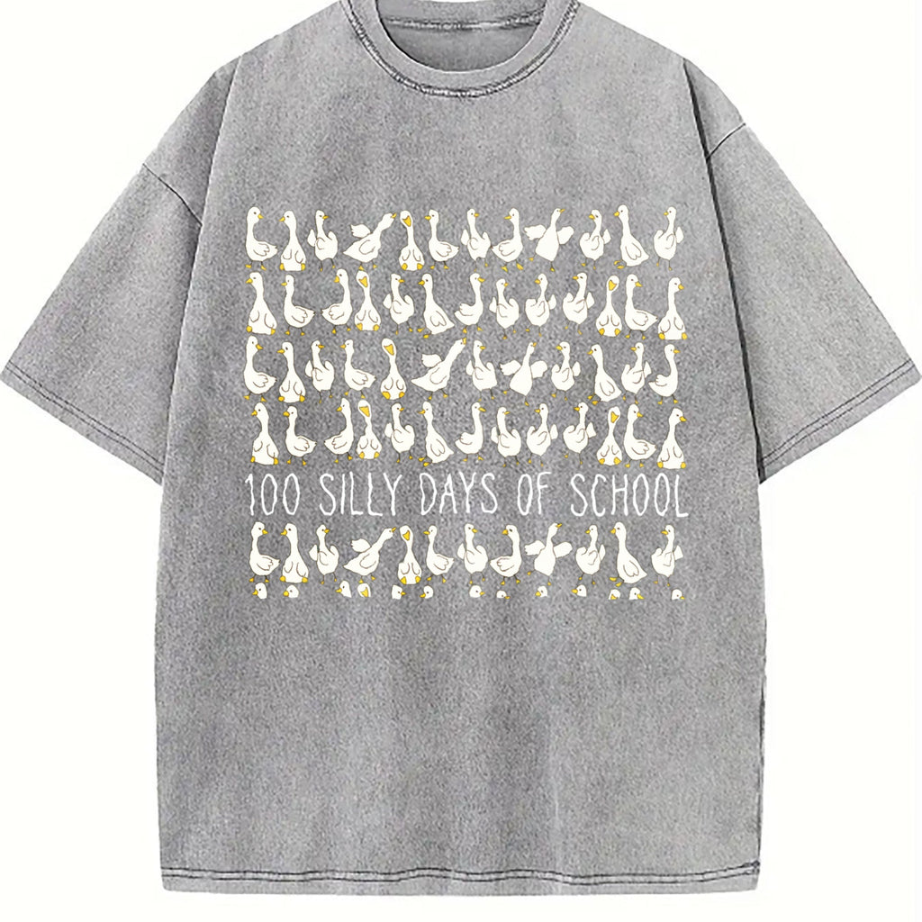 Silly Goose 100 Days Of School Vintage Washed T-Shirt product image 4