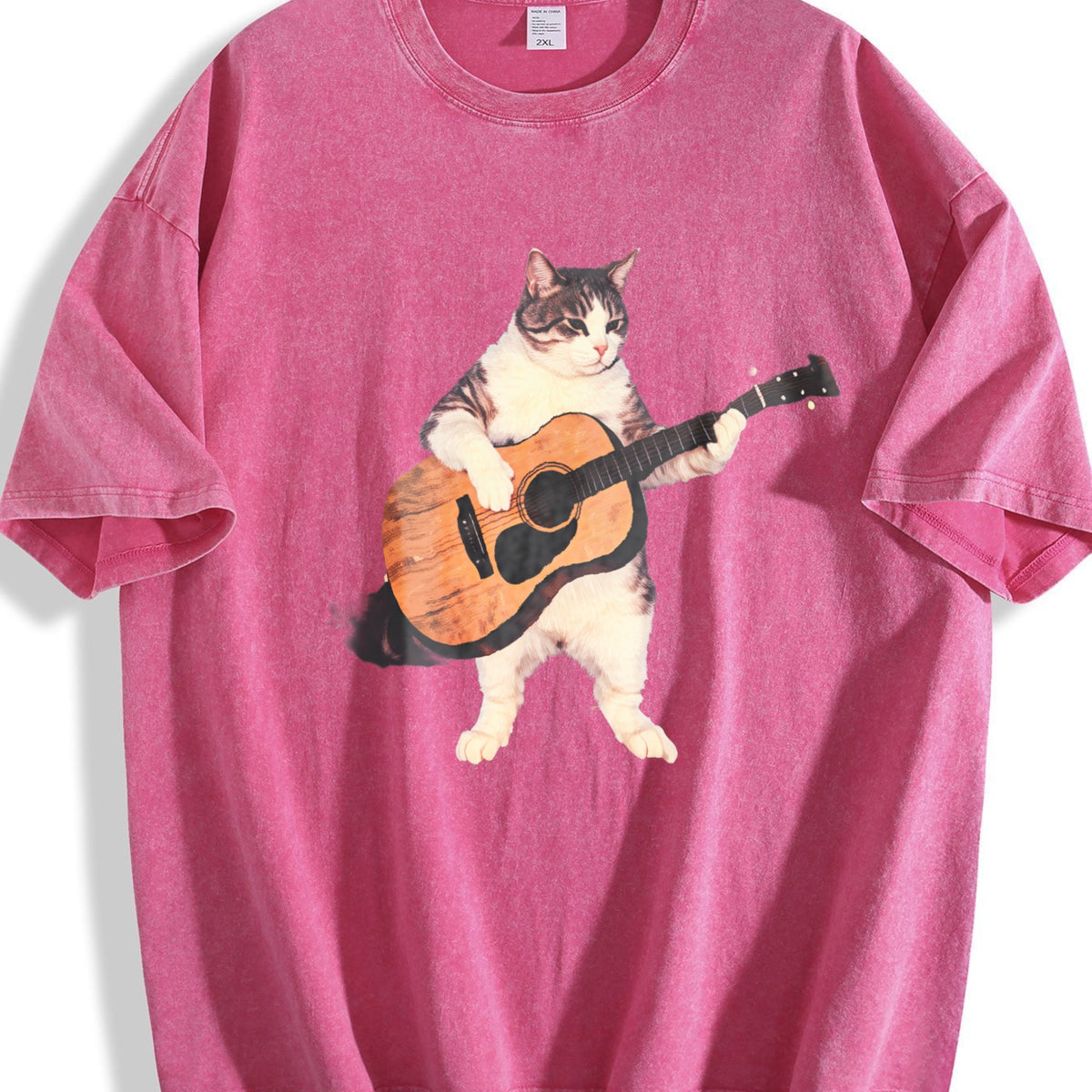Guitar Cat Vintage Washed T-Shirt product image 7