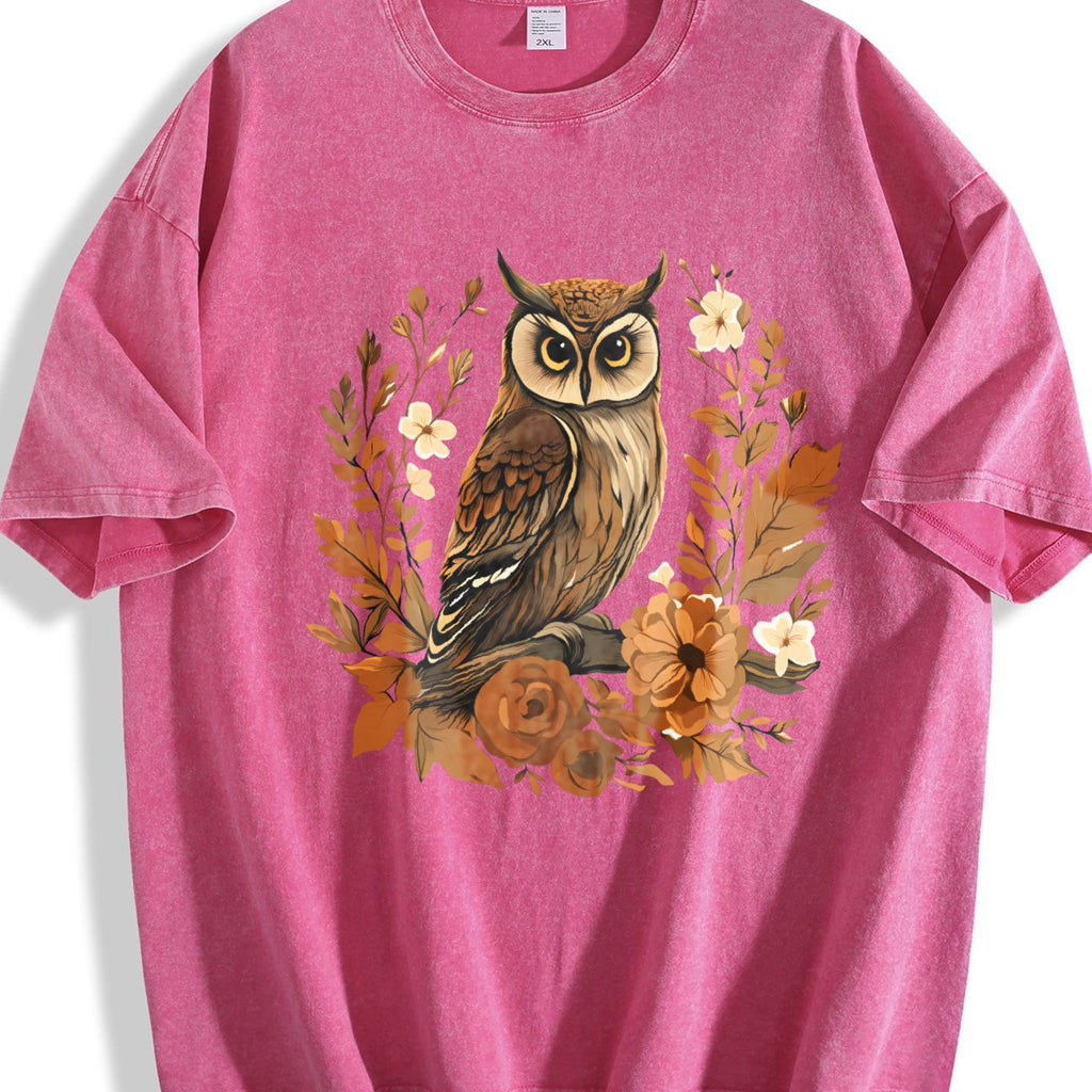Summer Autumn Leaf Flower Owl One-piece Vintage Washed product image 7
