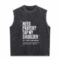 Need Prayer Tap My Shoulder Bible Verse Christian Men's Washed Tank Top