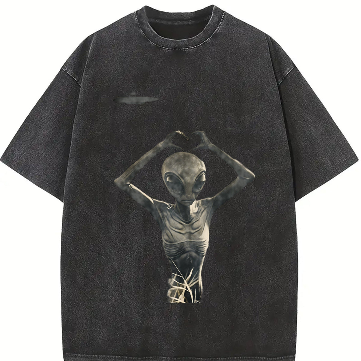 Alien Heart Hands UFO Vintage Washed T-Shirt product image 2