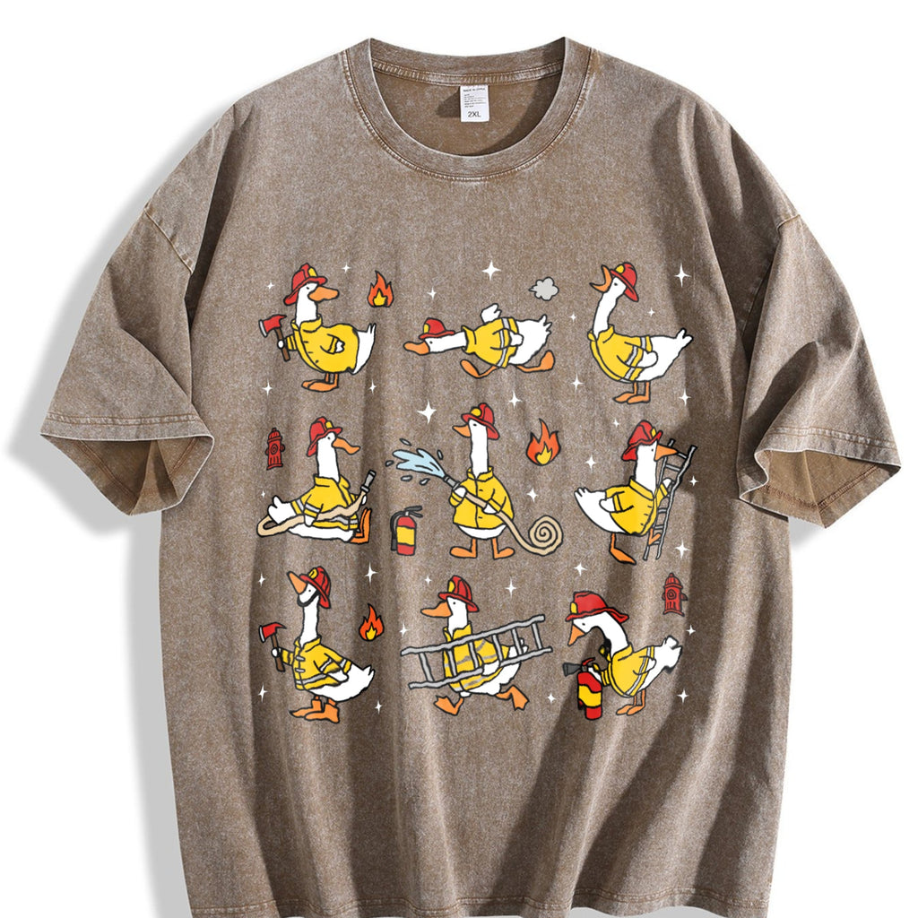 Funny Firefighter Goose Vintage Washed T-Shirt product image 3