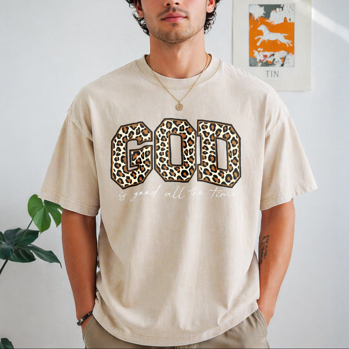 Leopard God Good Time Vintage Washed T-Shirt product image 1