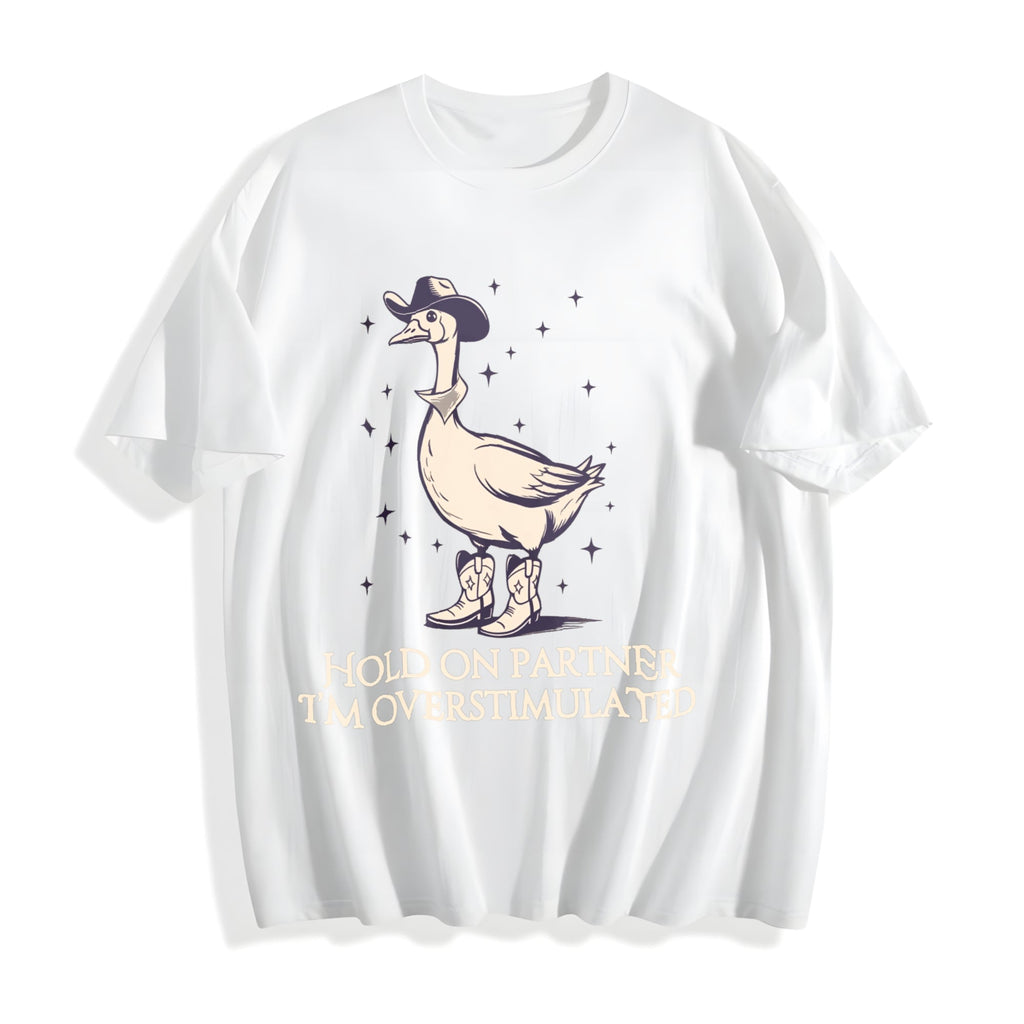 Hold On Partner Im Overstimulated Cotton T-Shirt product image 2