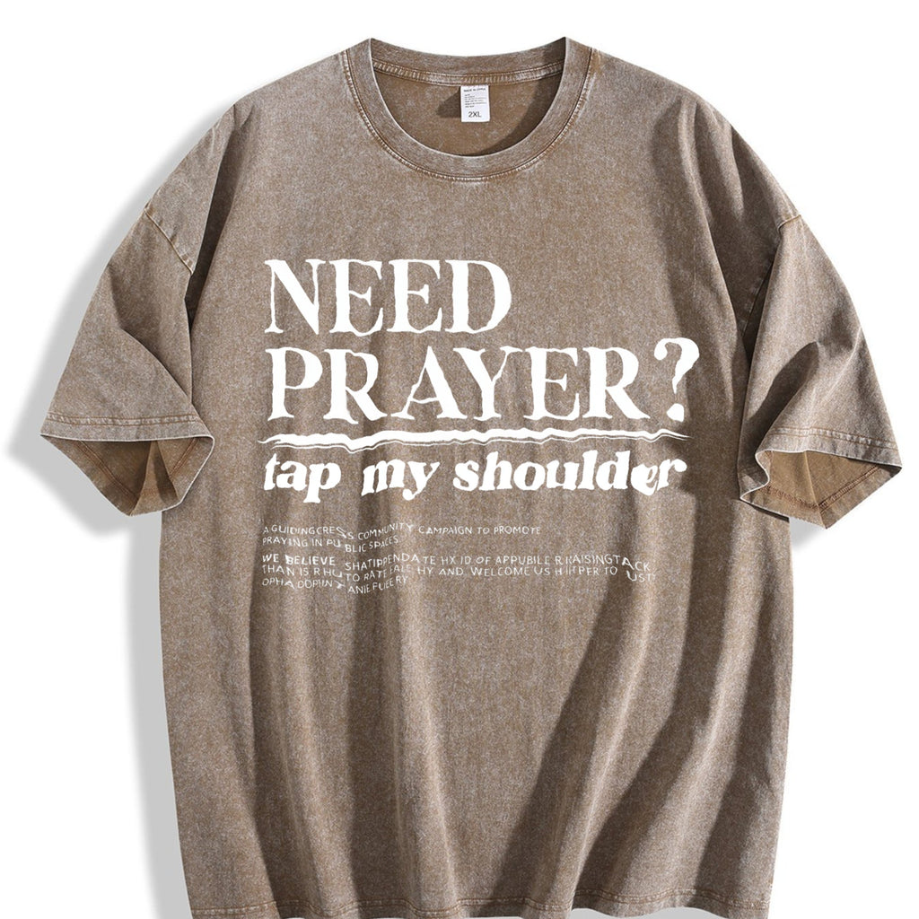 Need Prayer Tap My Shoulder Vintage Washed T-Shirt product image 3